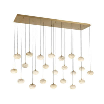 Calcolo Rectangular LED Chandelier in Painted Antique Brass (23-Light).