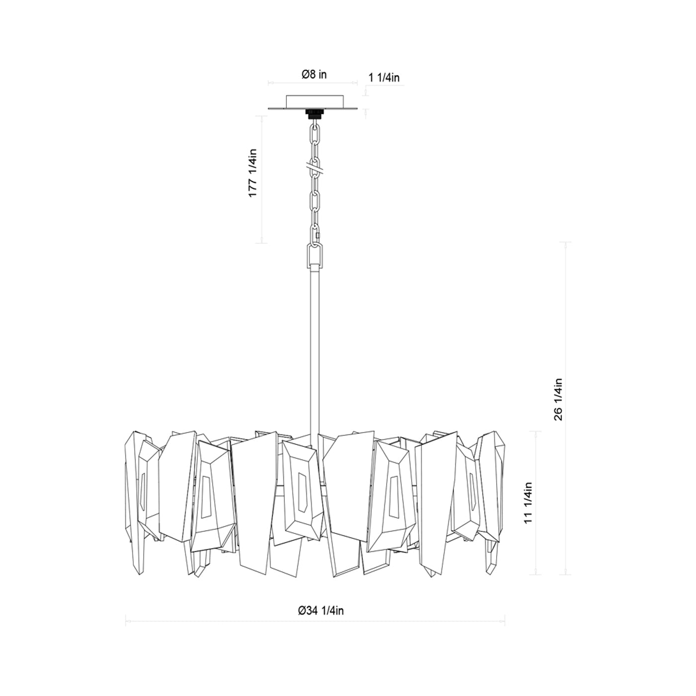 Castellana Chandelier - line drawing.