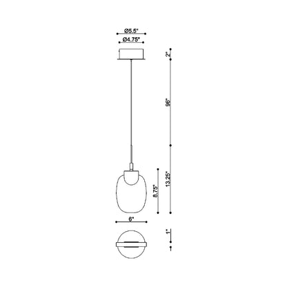 Castelo LED Pendant Light - line drawing.