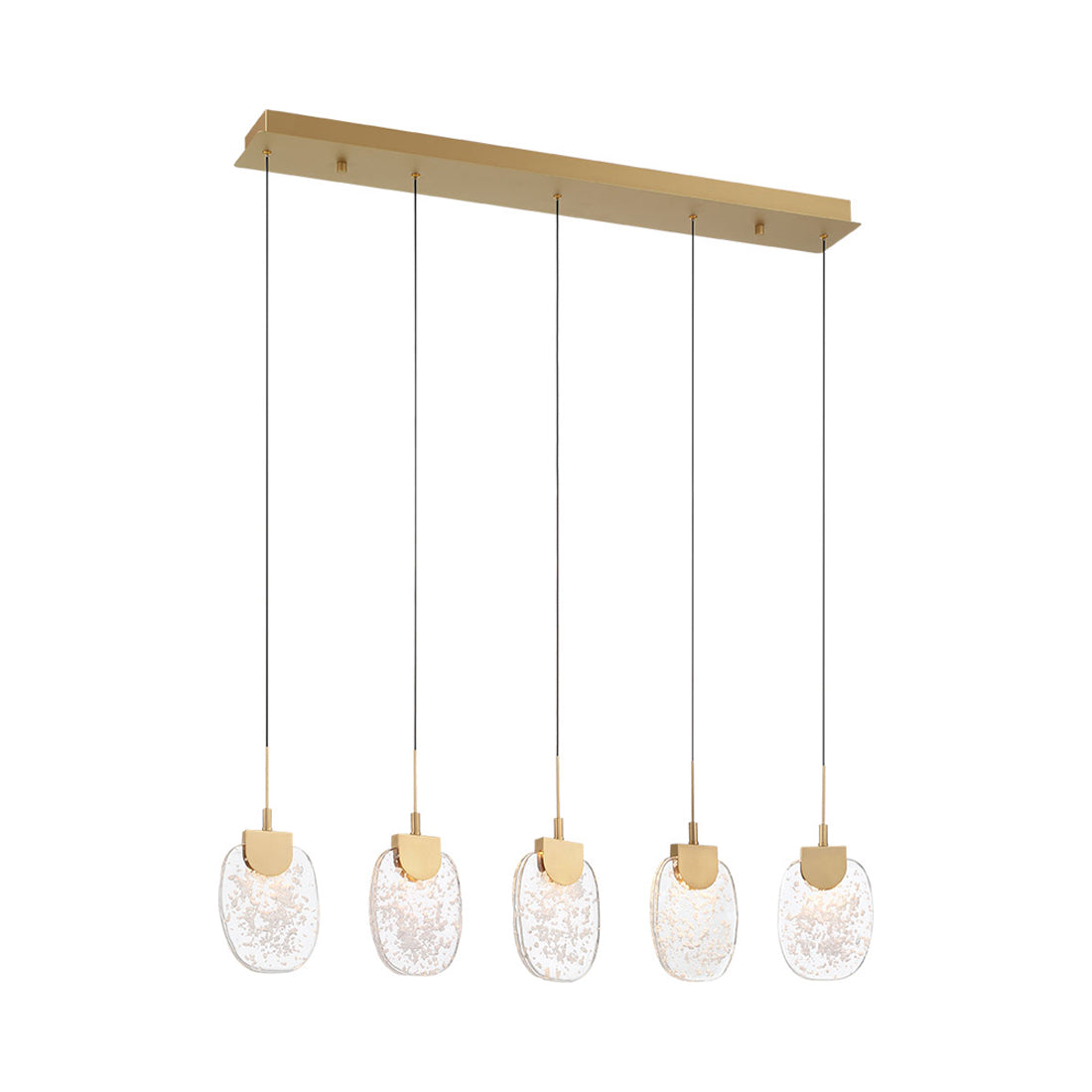 Castelo Linear LED Chandelier in Painted Antique Brass.