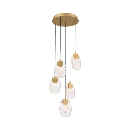Castelo Multi Light LED Pendant Light in Painted Antique Brass (5-Light).