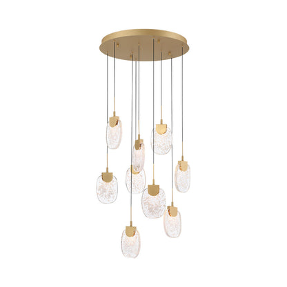 Castelo Multi Light LED Pendant Light in Painted Antique Brass (9-Light).