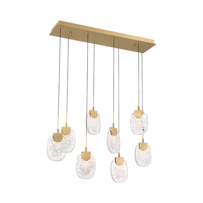 Castelo Rectangular LED Chandelier in Painted Antique Brass (8-Light).