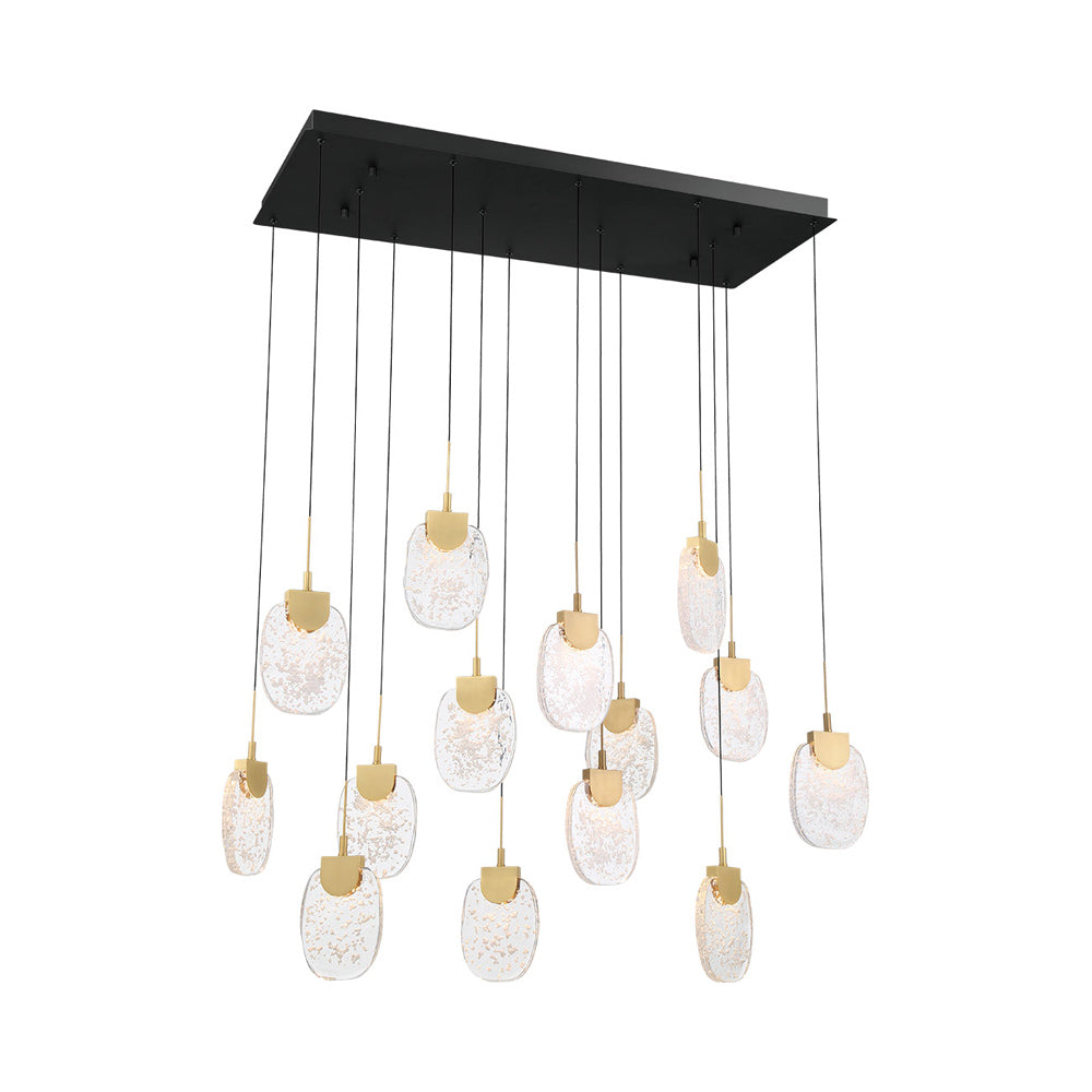 Castelo Rectangular LED Chandelier in Matte Black (14-Light).
