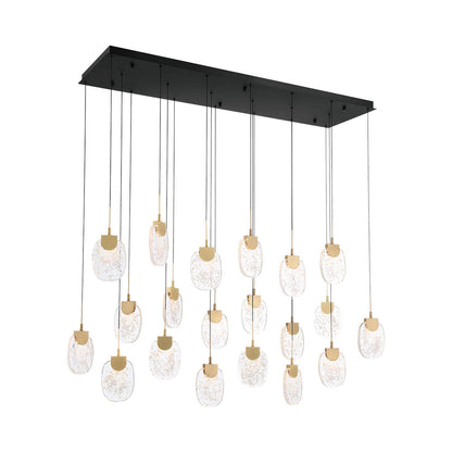 Castelo Rectangular LED Chandelier in Matte Black (20-Light).