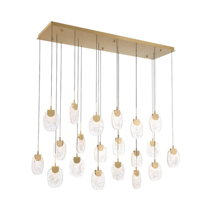 Castelo Rectangular LED Chandelier in Painted Antique Brass (20-Light).