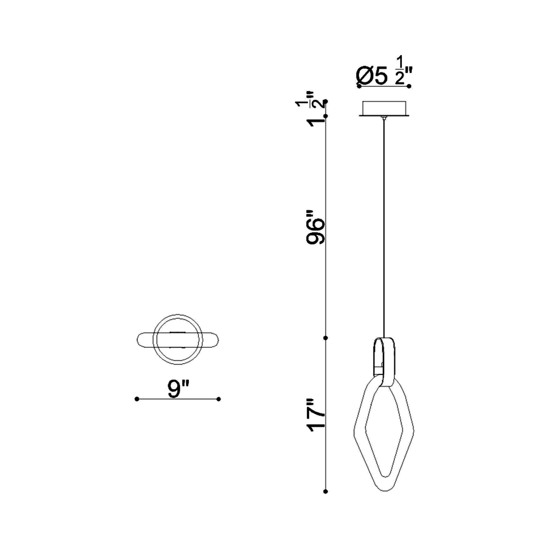 Catania LED Pendant Light - line drawing.