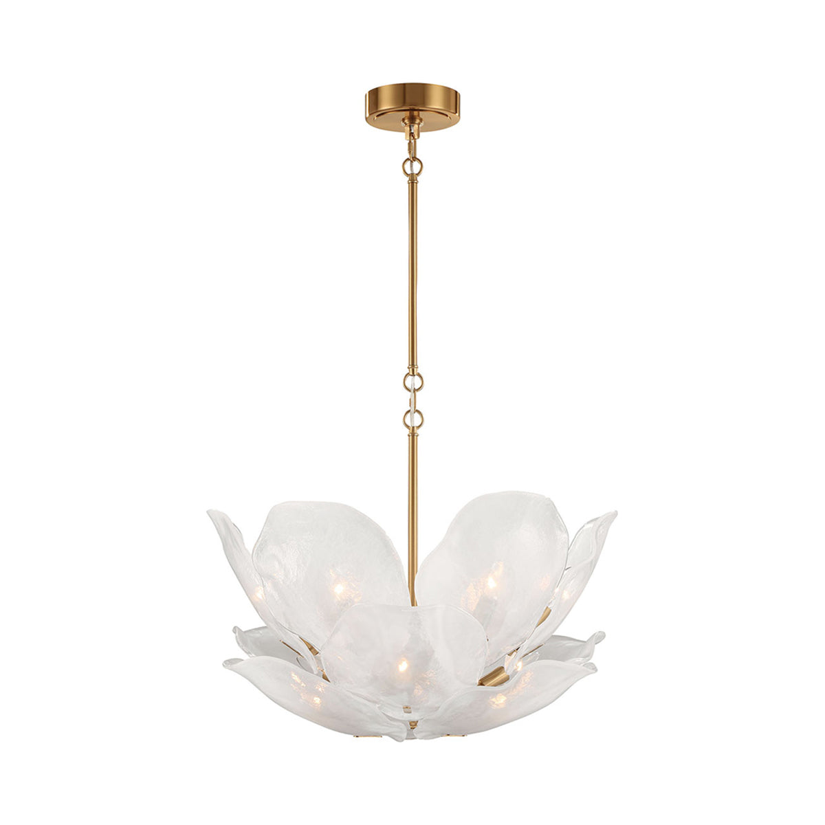 Corato Chandelier in Brushed Brass/Translucent White (12-Light).