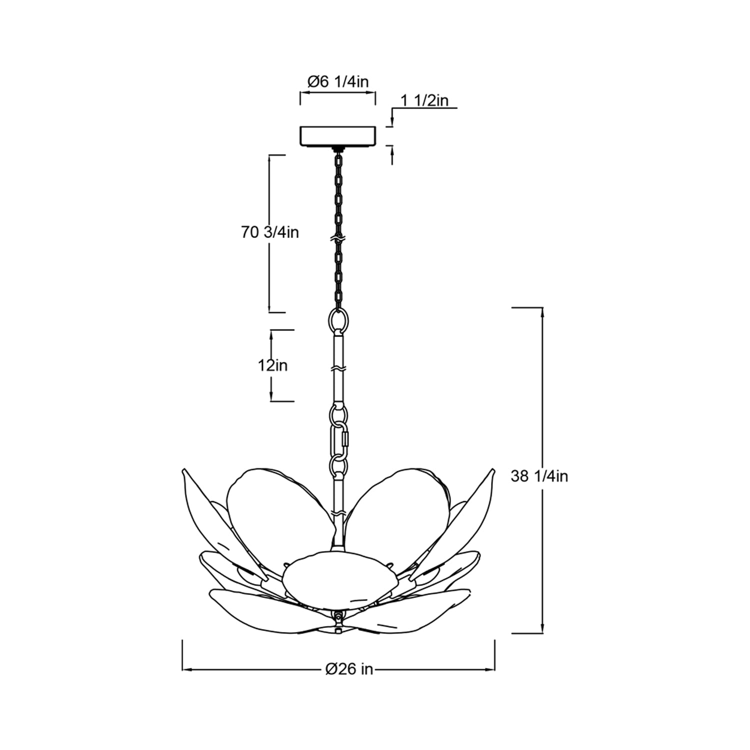 Corato Chandelier - line drawing.