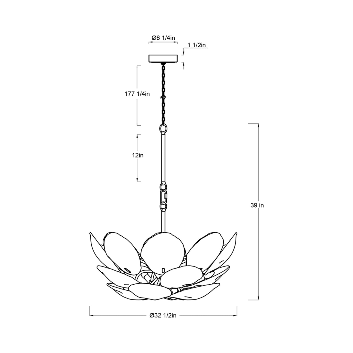 Corato Chandelier - line drawing.