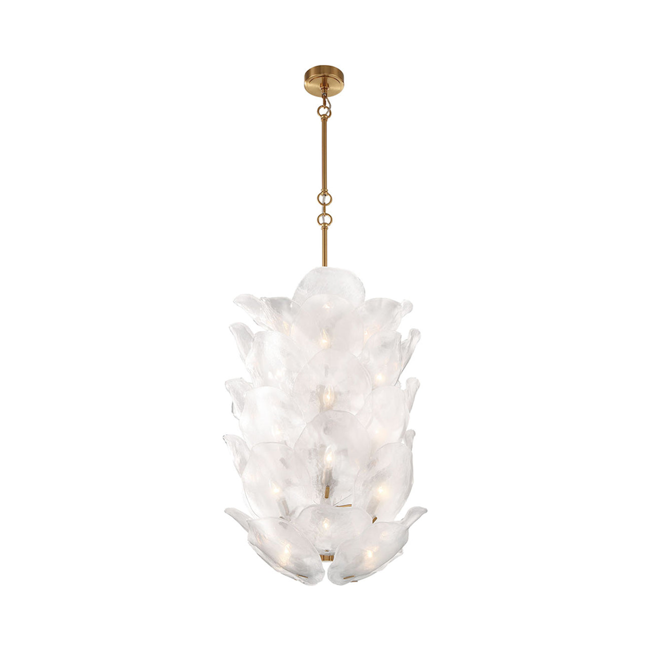 Corato Grand Chandelier in Brushed Brass/Translucent White.