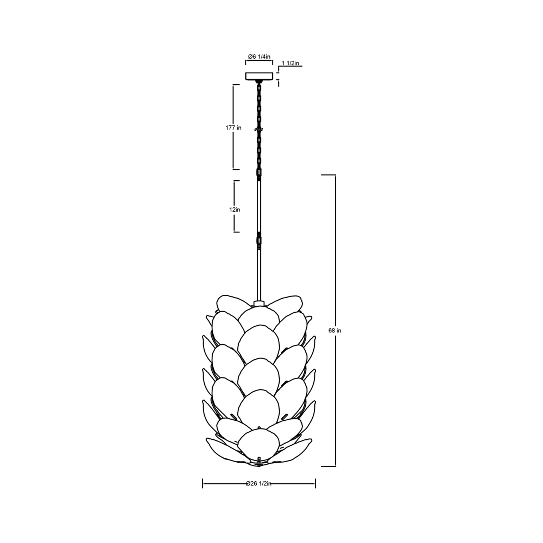 Corato Grand Chandelier - line drawing.