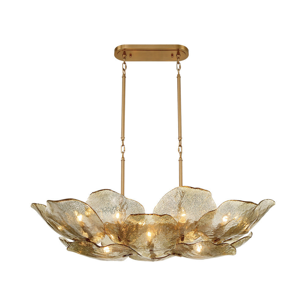 Corato Linear Chandelier in Brushed Brass/Anti-Gold (14-Light).