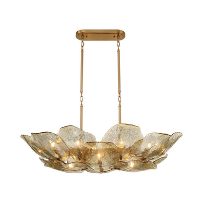Corato Linear Chandelier in Brushed Brass/Anti-Gold (14-Light).