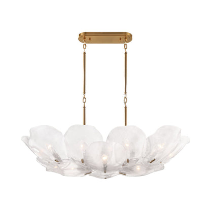 Corato Linear Chandelier in Brushed Brass/Translucent White (14-Light).