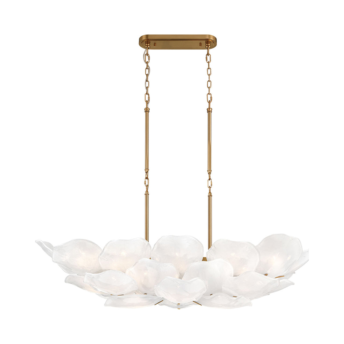 Corato Linear Chandelier in Brushed Brass/Translucent White (26-Light).