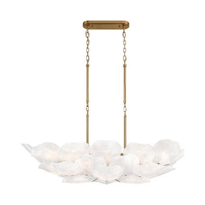 Corato Linear Chandelier in Brushed Brass/Translucent White (26-Light).