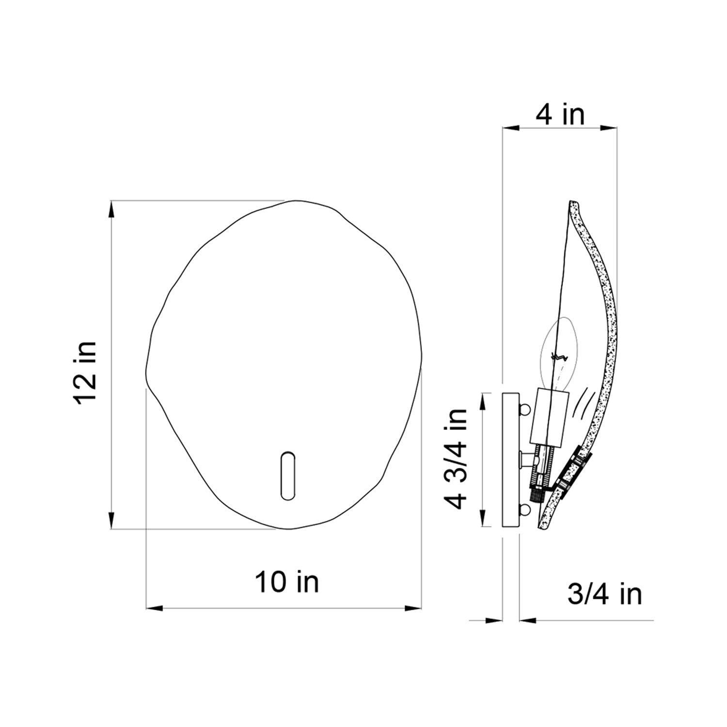 Corato Wall Light - line drawing.