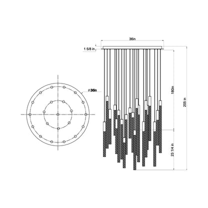 Gravina LED Chandelier - line drawing.