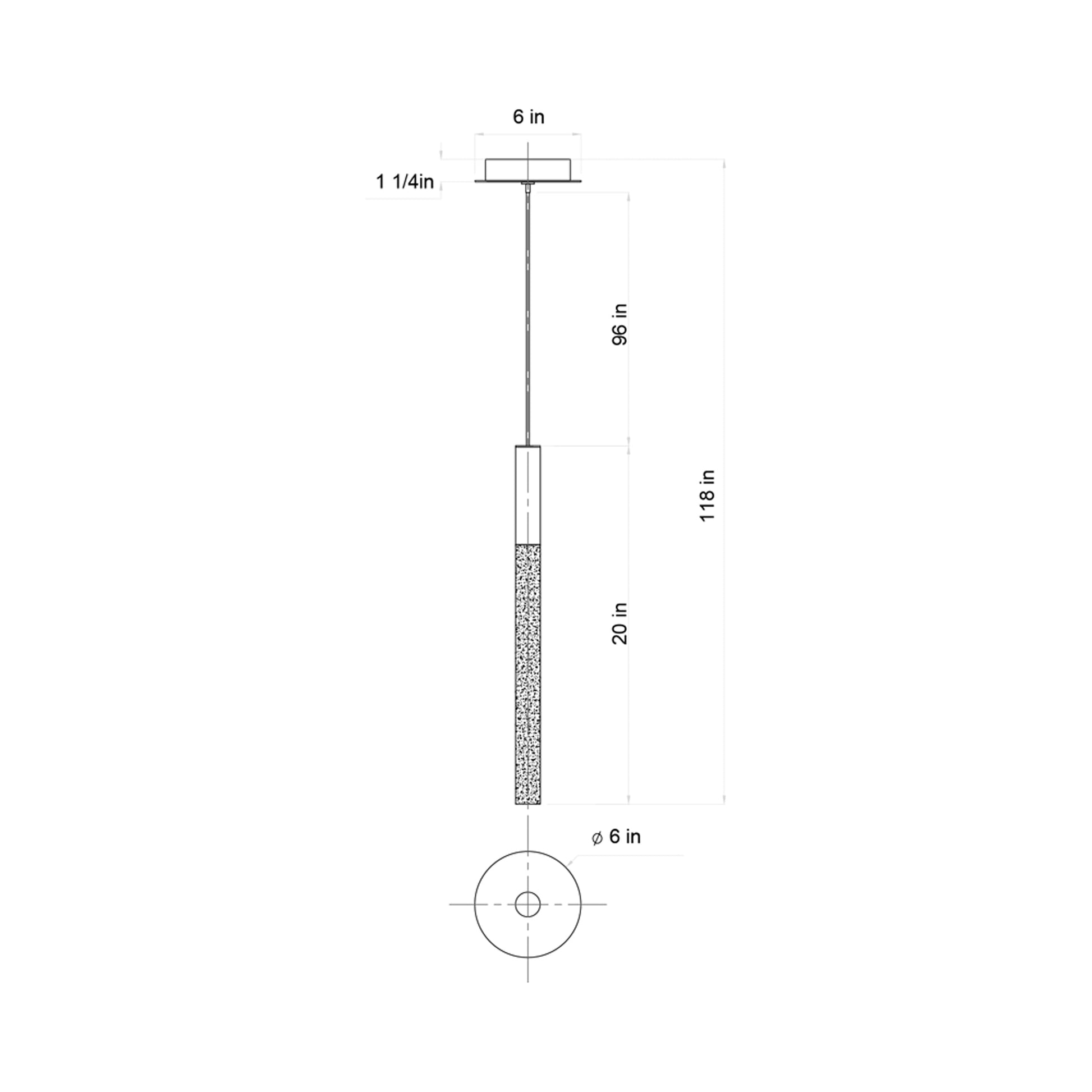 Gravina LED Pendant Light - line drawing.