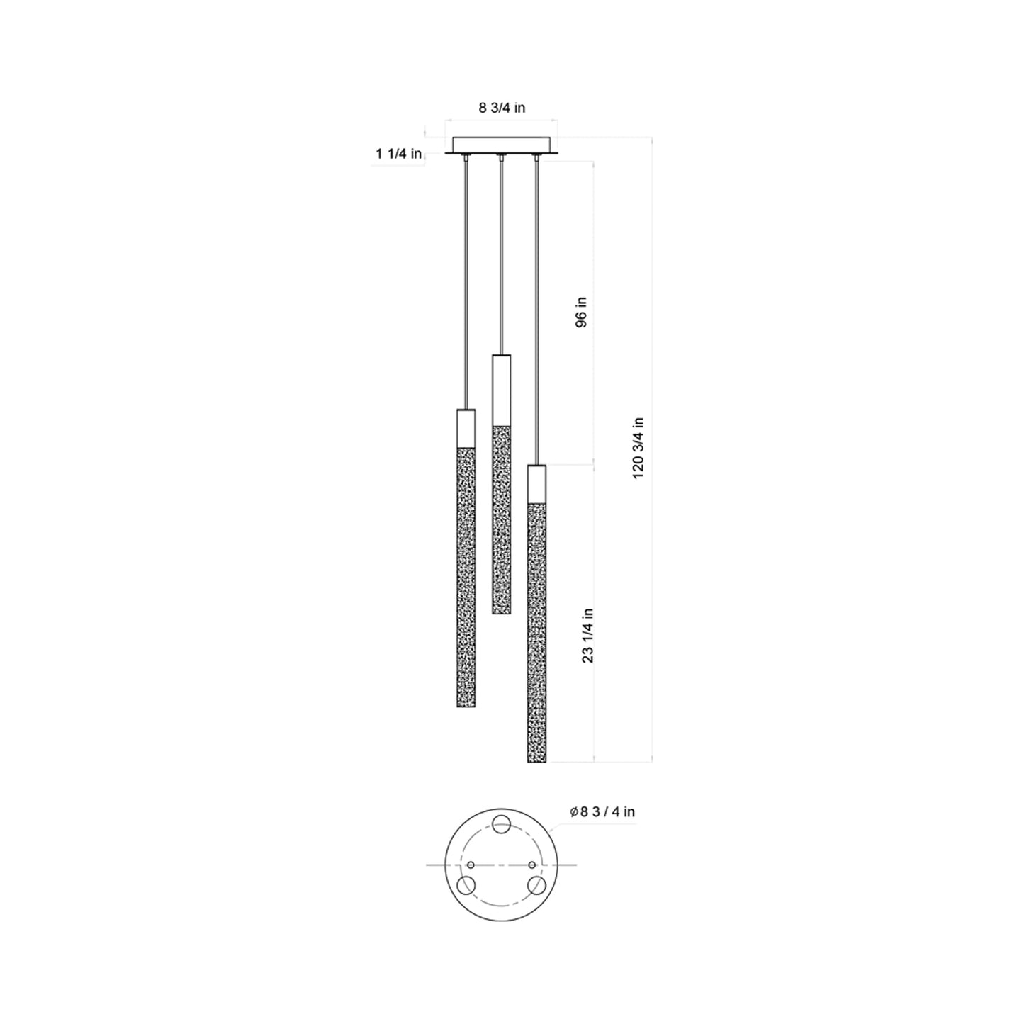 Gravina Multi Light LED Pendant Light - line drawing.