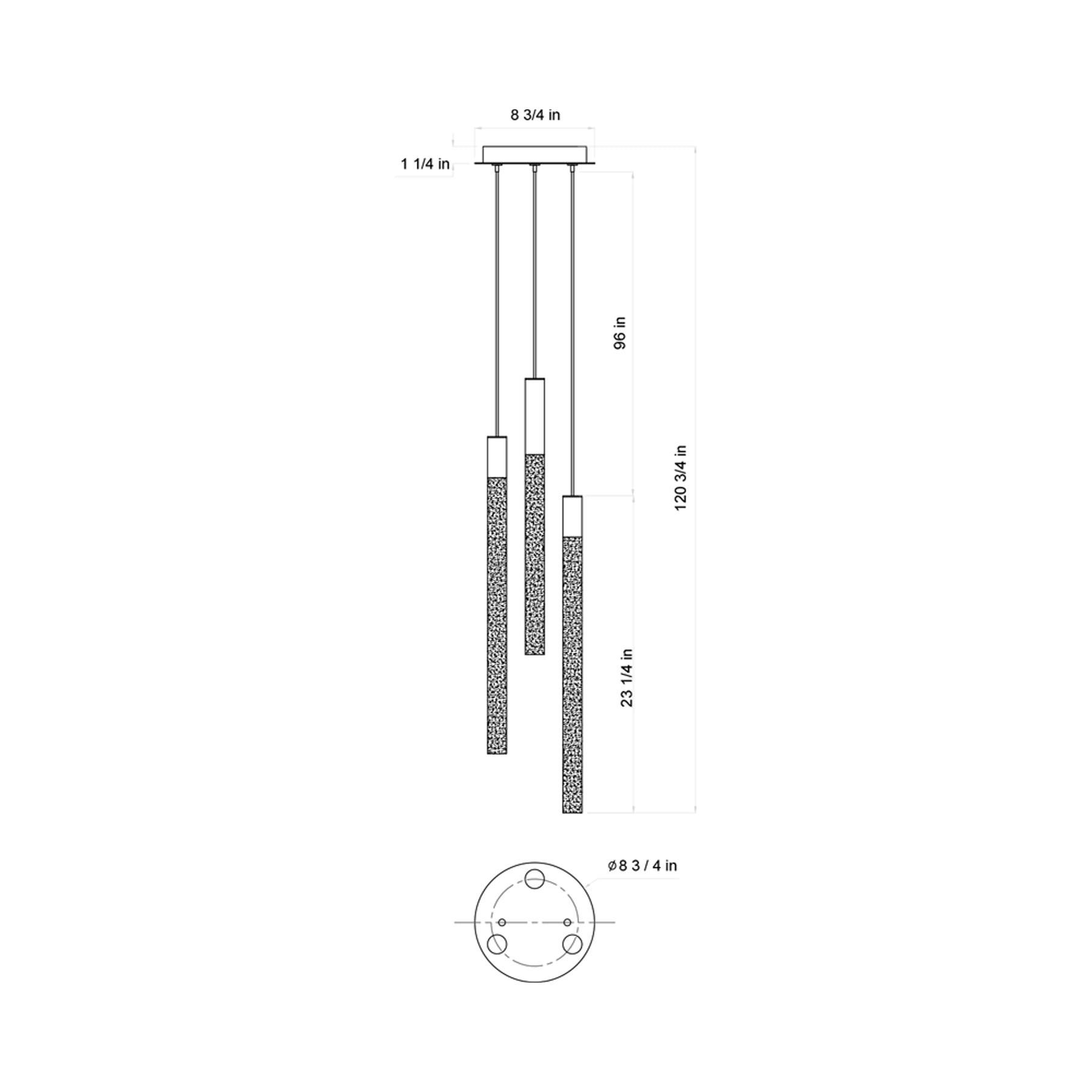 Gravina Multi Light LED Pendant Light - line drawing.