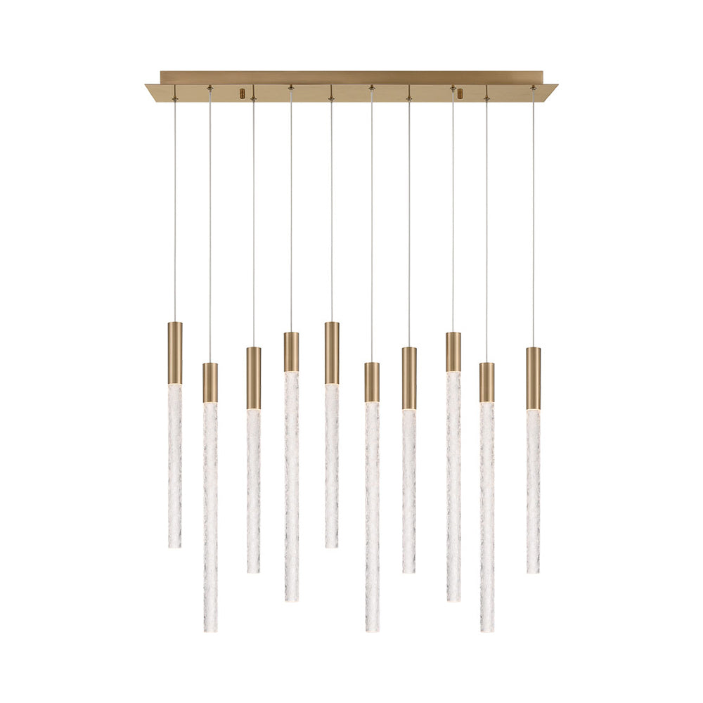 Gravina Rectangular LED Chandelier in Brushed Brass (10-Light).