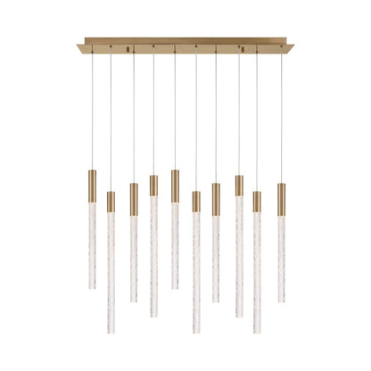 Gravina Rectangular LED Chandelier in Brushed Brass (10-Light).
