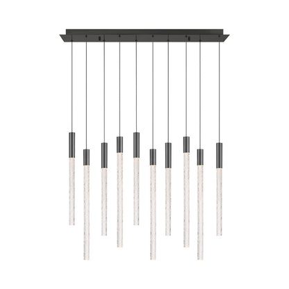 Gravina Rectangular LED Chandelier in Brushed Gun Metal (10-Light).