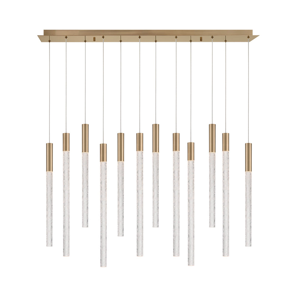 Gravina Rectangular LED Chandelier in Brushed Brass (12-Light).