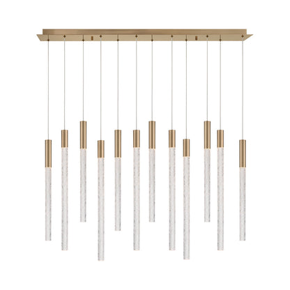 Gravina Rectangular LED Chandelier in Brushed Brass (12-Light).