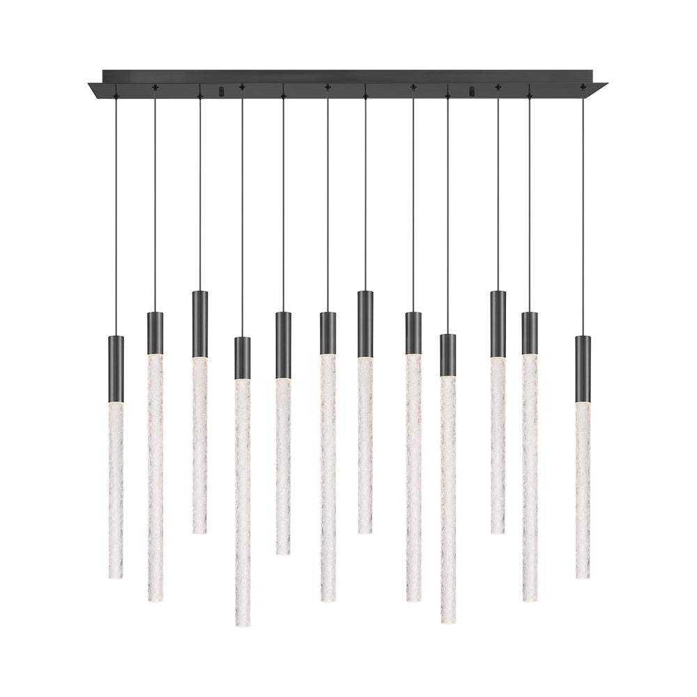 Gravina Rectangular LED Chandelier in Brushed Gun Metal (12-Light).