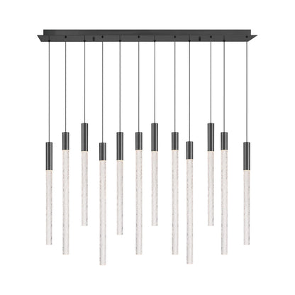 Gravina Rectangular LED Chandelier in Brushed Gun Metal (12-Light).