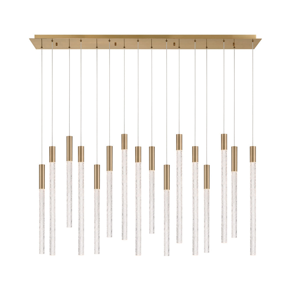 Gravina Rectangular LED Chandelier in Brushed Brass (16-Light).