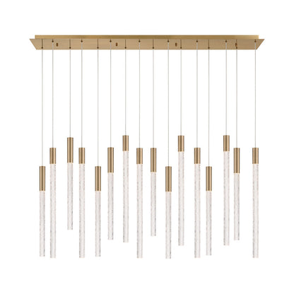 Gravina Rectangular LED Chandelier in Brushed Brass (16-Light).