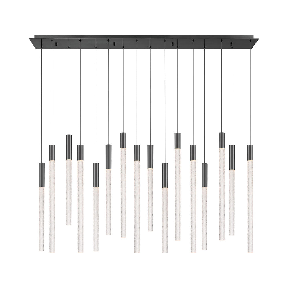 Gravina Rectangular LED Chandelier in Brushed Gun Metal (16-Light).