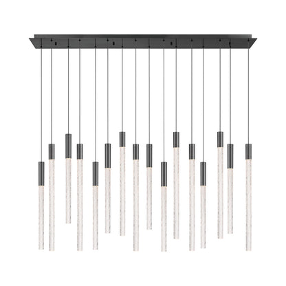 Gravina Rectangular LED Chandelier in Brushed Gun Metal (16-Light).