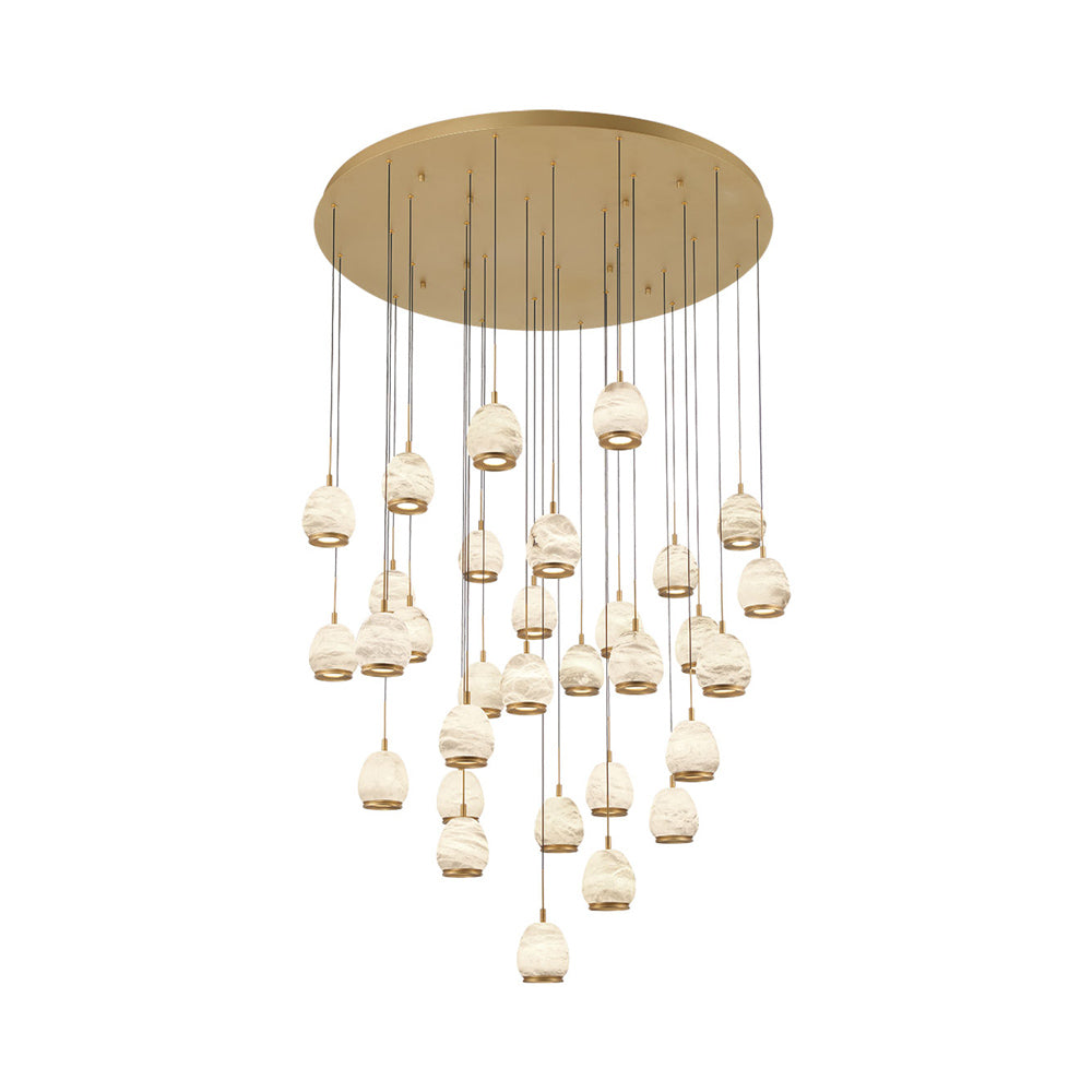 Lucidata Grand LED Chandelier in Painted Antique Brass.