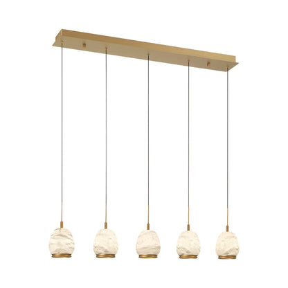Lucidata Linear LED Chandelier in Painted Antique Brass.