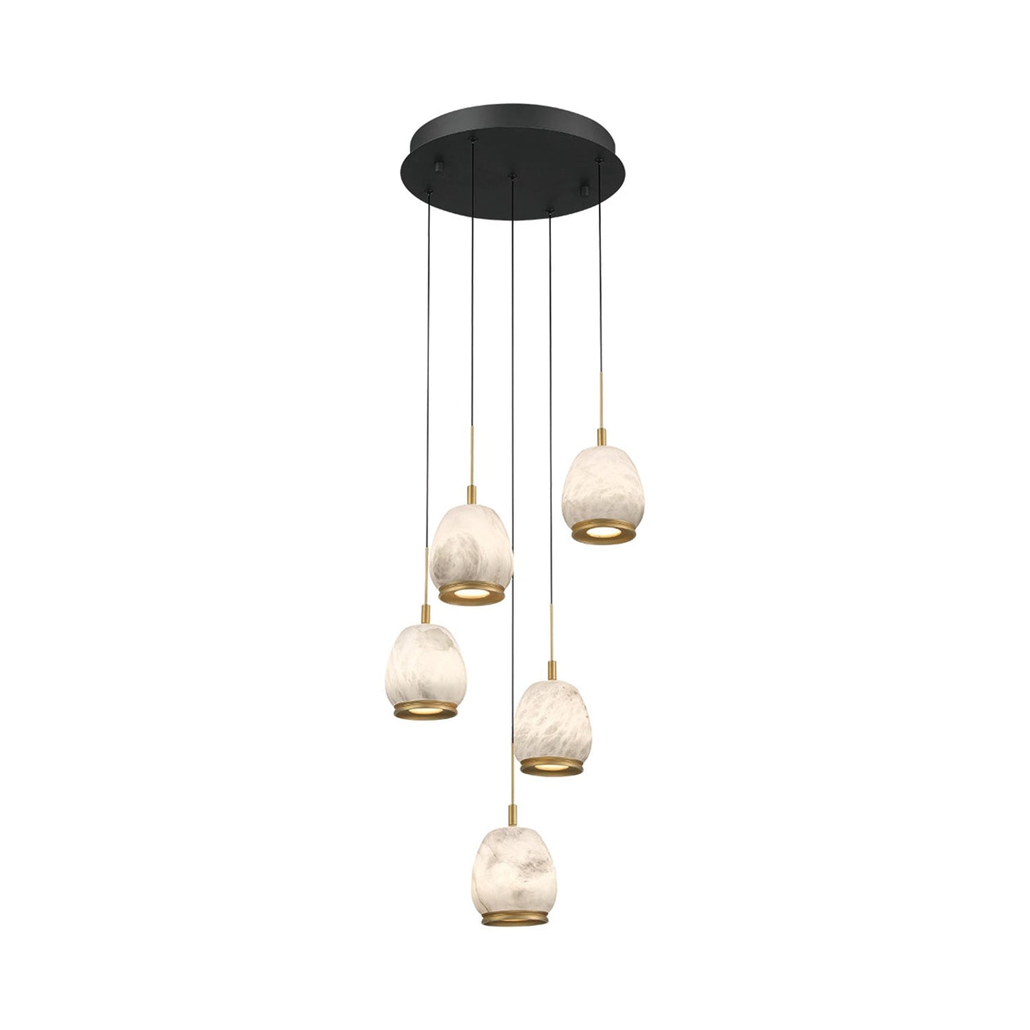 Lucidata Multi Light LED Pendant Light in Matte Black (5-Light).