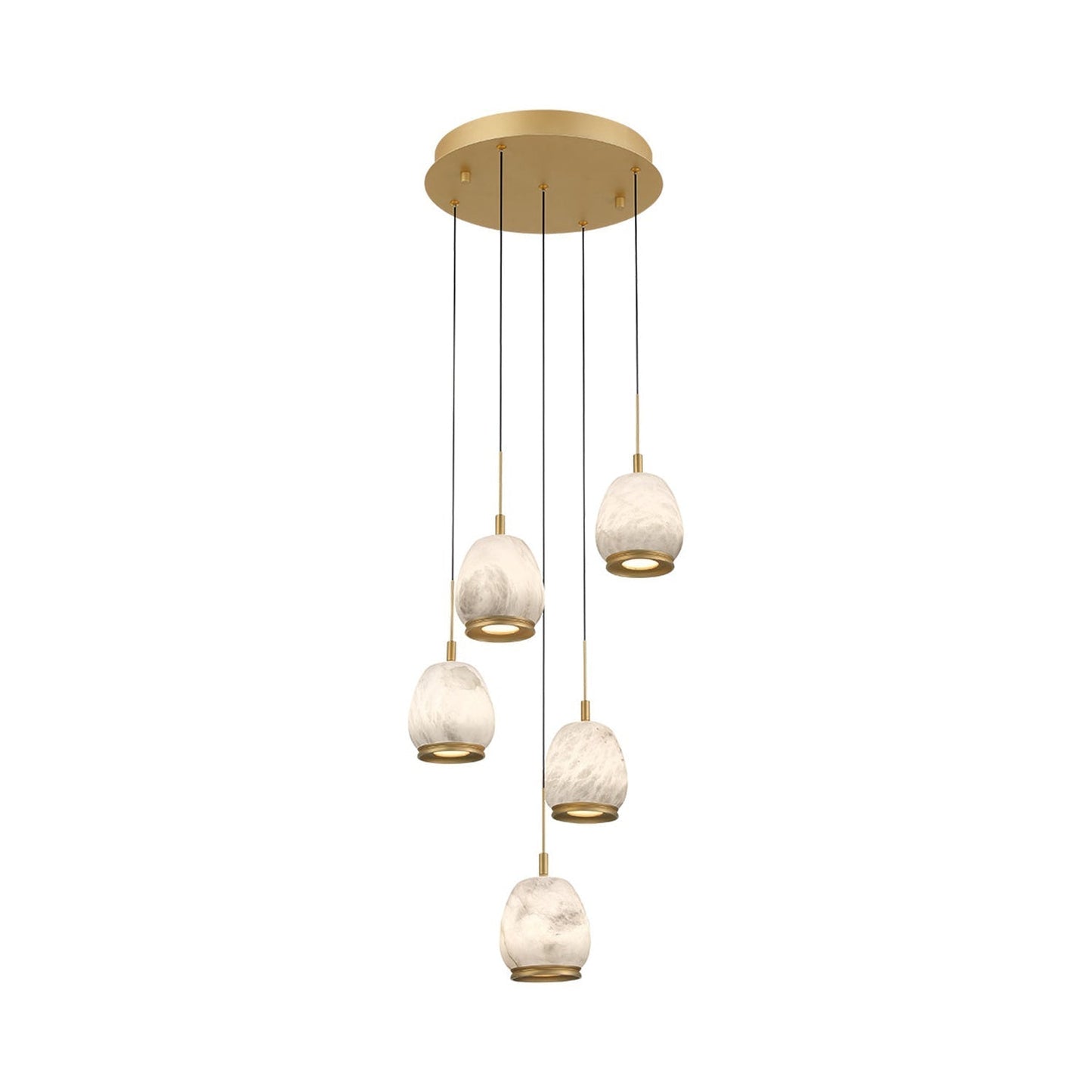 Lucidata Multi Light LED Pendant Light in Painted Antique Brass (5-Light).