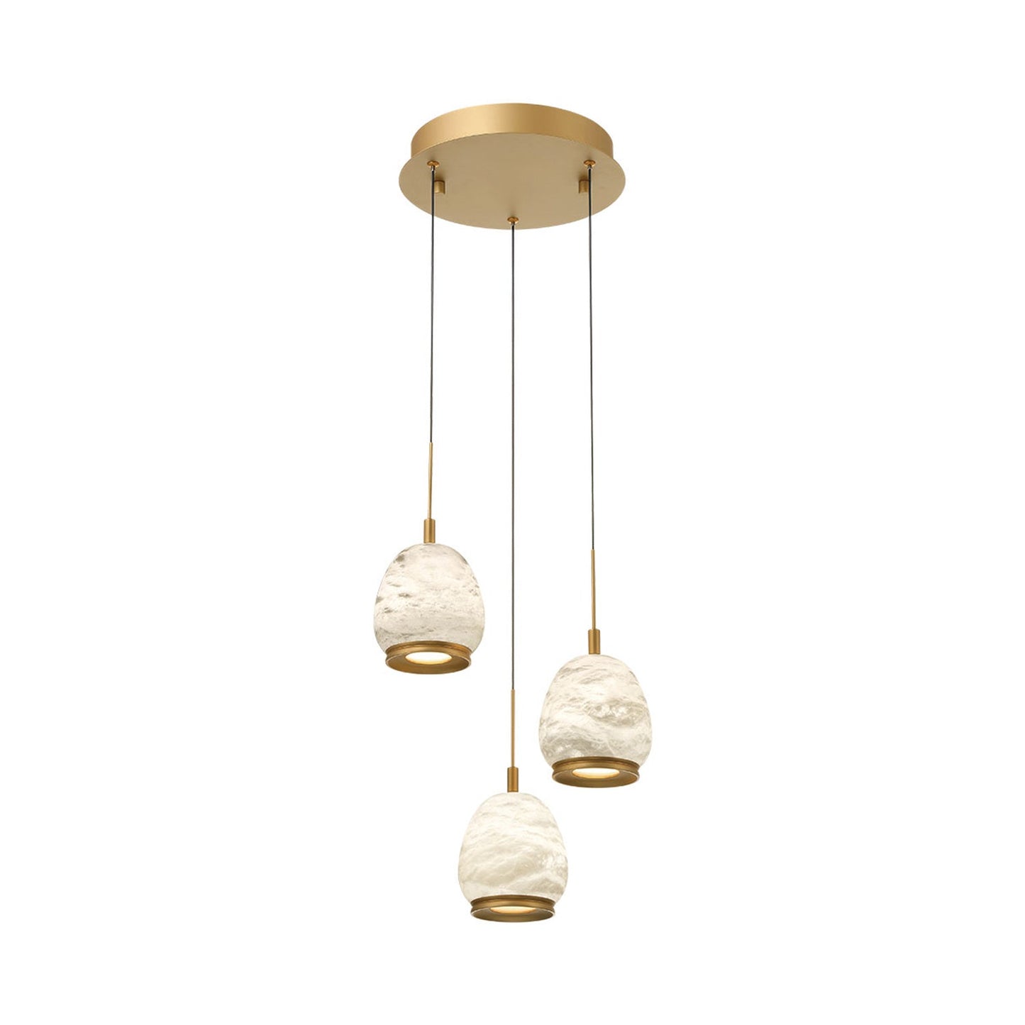 Lucidata Multi Light LED Pendant Light in Painted Antique Brass (3-Light).