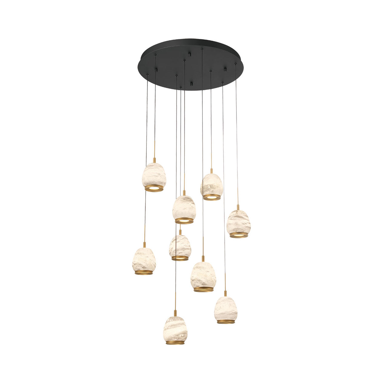 Lucidata Multi Light LED Pendant Light in Matte Black (9-Light).