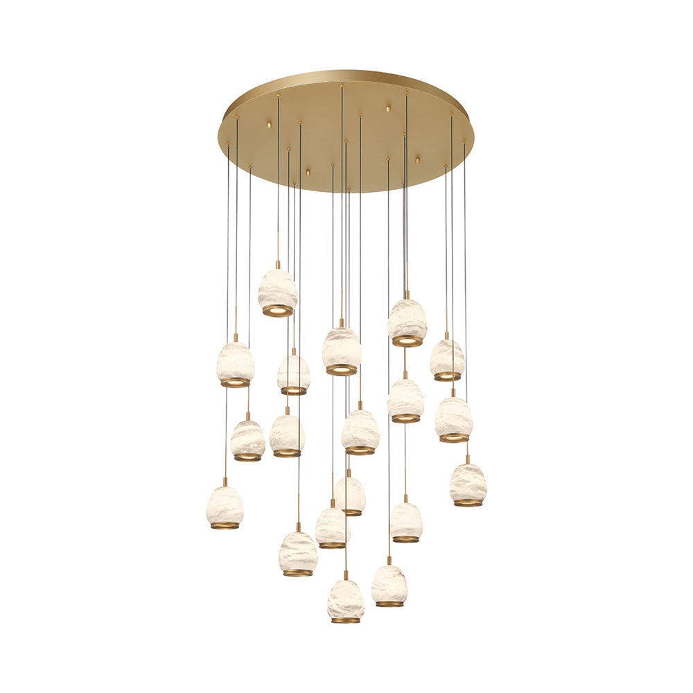 Lucidata Multi Light LED Pendant Light in Painted Antique Brass (19-Light).