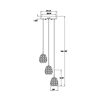 Lucidata Multi Light LED Pendant Light - line drawing.