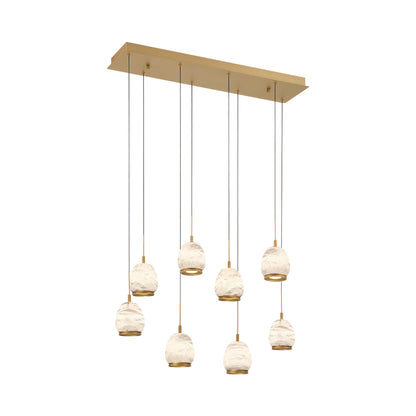 Lucidata Rectangular LED Chandelier in Painted Antique Brass (8-Light).