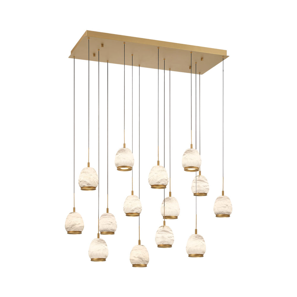 Lucidata Rectangular LED Chandelier in Painted Antique Brass (14-Light).