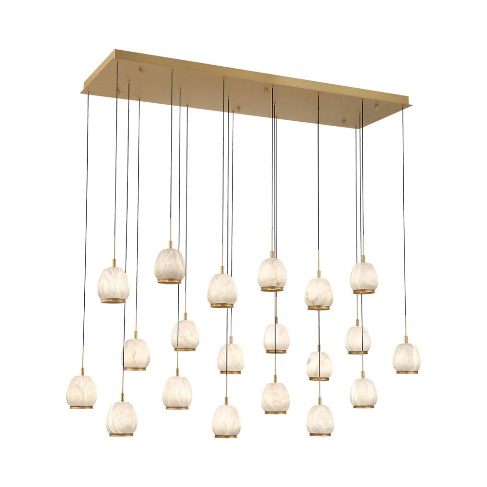 Lucidata Rectangular LED Chandelier in Painted Antique Brass (20-Light).