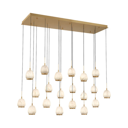 Lucidata Rectangular LED Chandelier in Painted Antique Brass (20-Light).