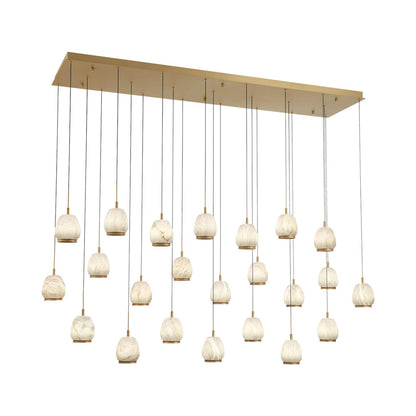 Lucidata Rectangular LED Chandelier in Painted Antique Brass (23-Light).